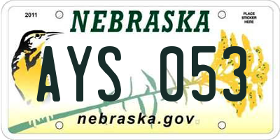 NE license plate AYS053