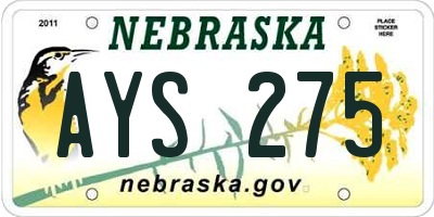 NE license plate AYS275