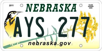 NE license plate AYS277