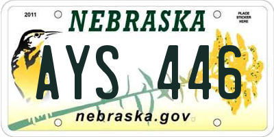 NE license plate AYS446