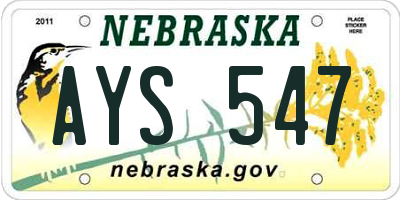 NE license plate AYS547