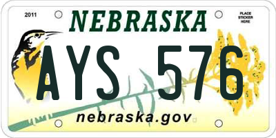 NE license plate AYS576