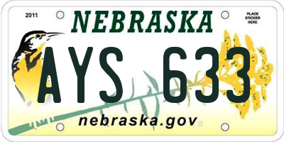 NE license plate AYS633
