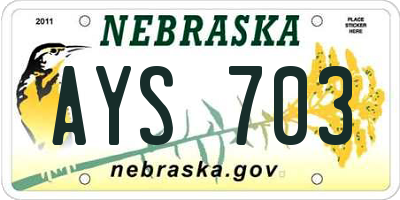 NE license plate AYS703