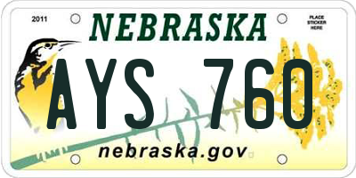 NE license plate AYS760
