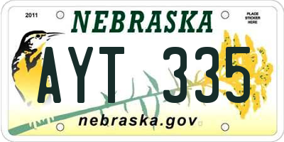 NE license plate AYT335