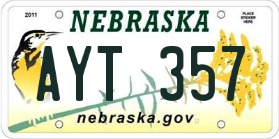 NE license plate AYT357