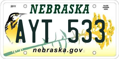 NE license plate AYT533