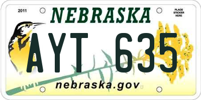 NE license plate AYT635