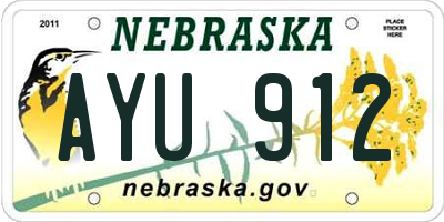 NE license plate AYU912