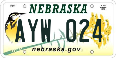 NE license plate AYW024