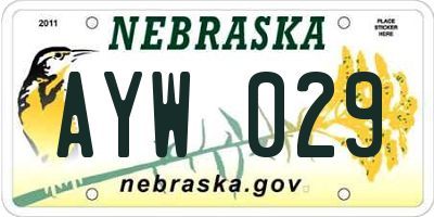 NE license plate AYW029