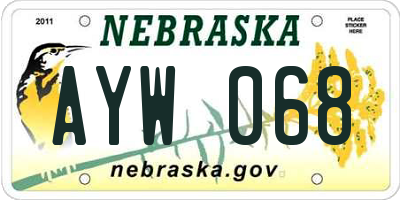 NE license plate AYW068