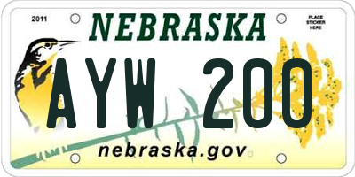NE license plate AYW200