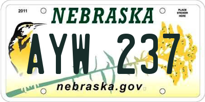 NE license plate AYW237
