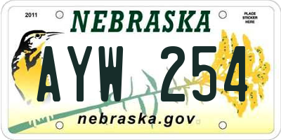 NE license plate AYW254