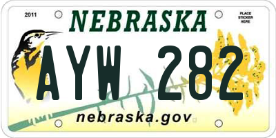 NE license plate AYW282