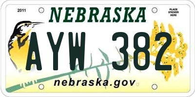 NE license plate AYW382