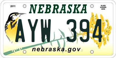NE license plate AYW394