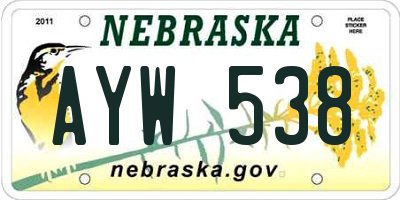 NE license plate AYW538