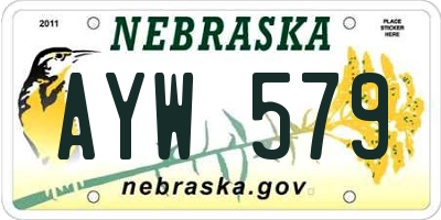 NE license plate AYW579