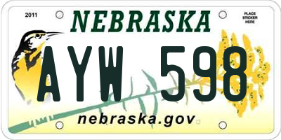 NE license plate AYW598