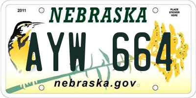 NE license plate AYW664