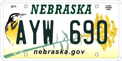 NE license plate AYW690