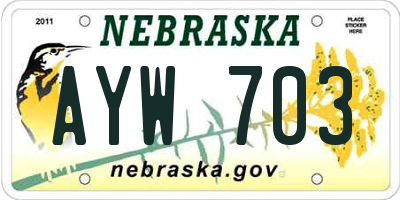 NE license plate AYW703