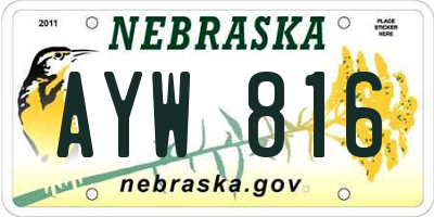 NE license plate AYW816