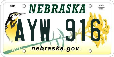 NE license plate AYW916