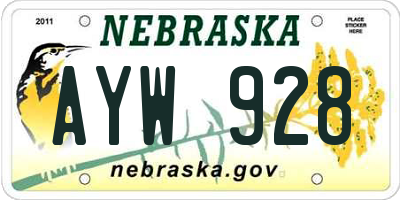 NE license plate AYW928