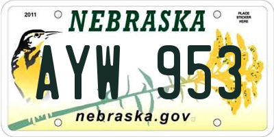 NE license plate AYW953