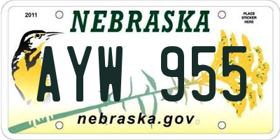 NE license plate AYW955