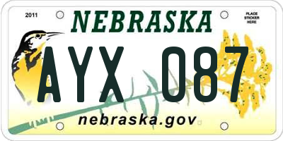 NE license plate AYX087