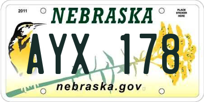 NE license plate AYX178