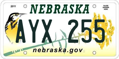 NE license plate AYX255