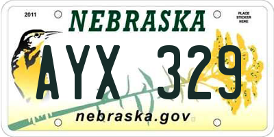 NE license plate AYX329