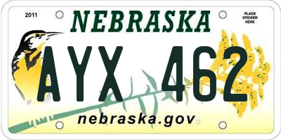 NE license plate AYX462