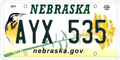 NE license plate AYX535