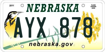 NE license plate AYX878