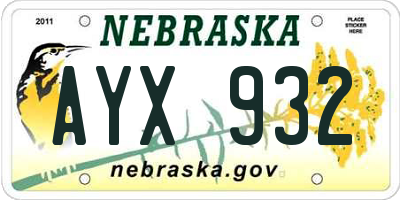 NE license plate AYX932