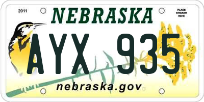 NE license plate AYX935