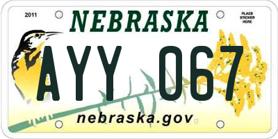 NE license plate AYY067