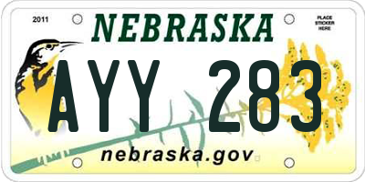 NE license plate AYY283