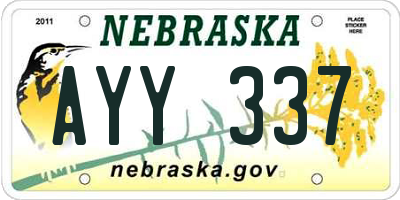 NE license plate AYY337