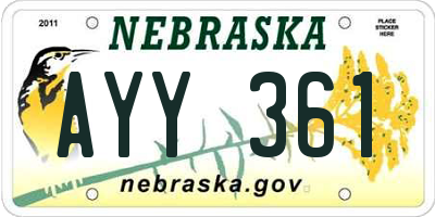 NE license plate AYY361