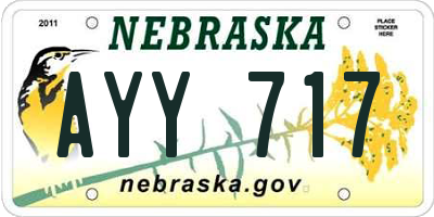 NE license plate AYY717