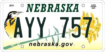 NE license plate AYY757