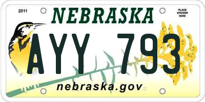 NE license plate AYY793